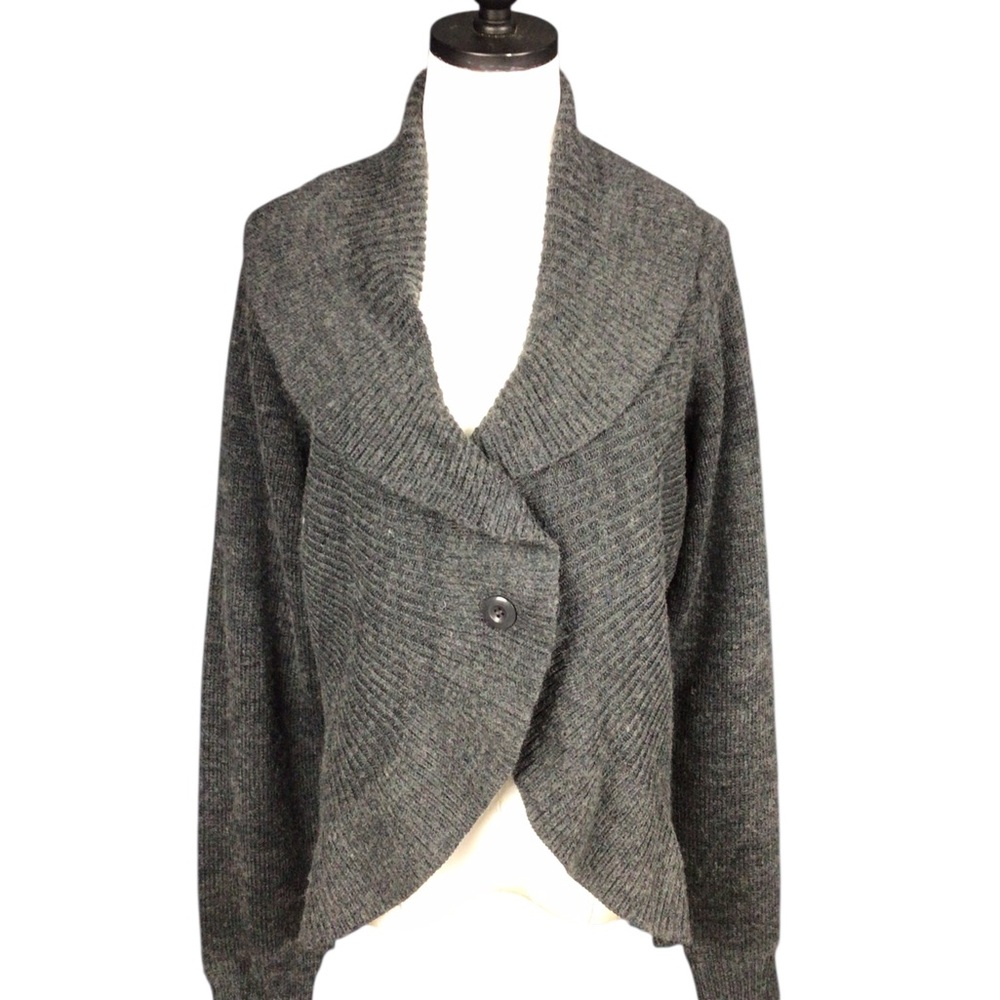 Motto Gray Button-Up Cardigan Sweater XL Wool Blend 2 Buttons